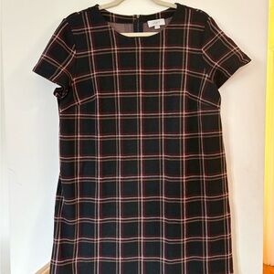 LOFT Plaid Shift Dress - L